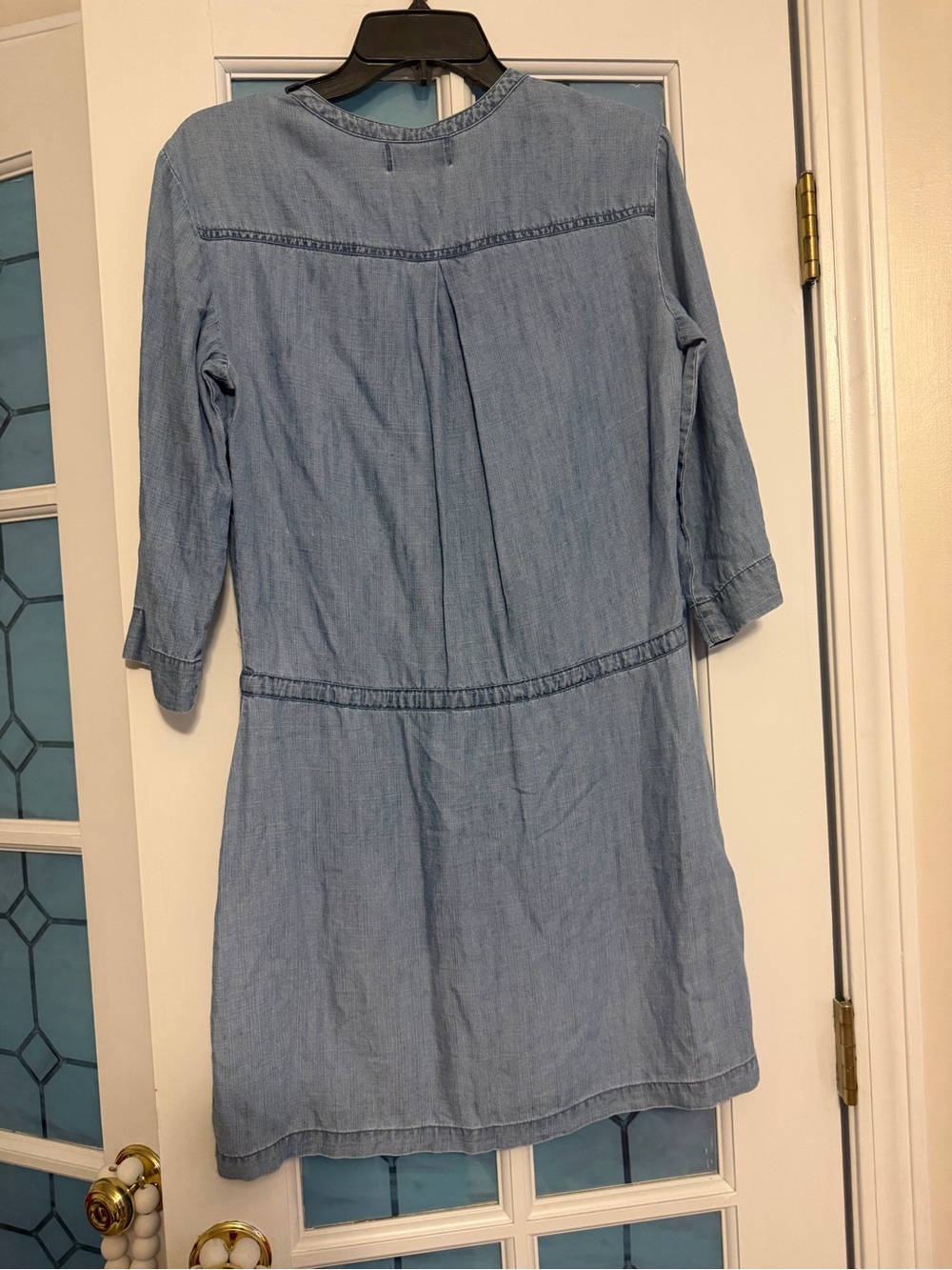 Michael Stars Chambray Button-Front Tie-Waist Mini Dress - Blue - Picture 4 of 6